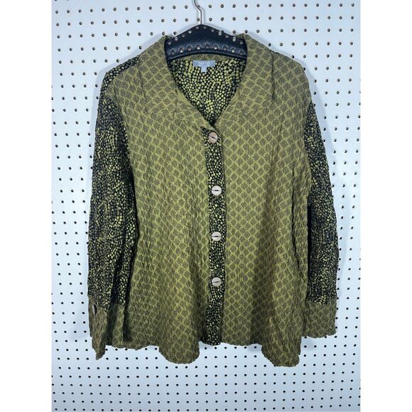 Habitat multi pattern button down blouse size L - Picture 1 of 4